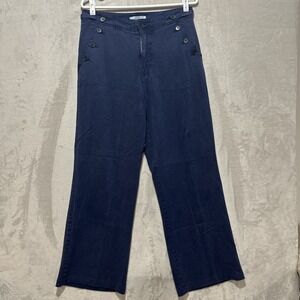 Sundance Women's Sailor Pants Relaxed Navy Blue Nautical Size 8 Wide Leg